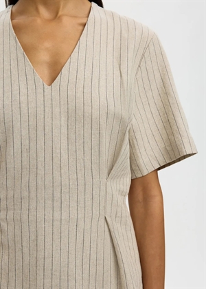 Mariam ss linen blend top Nature Stripe Selected Femme